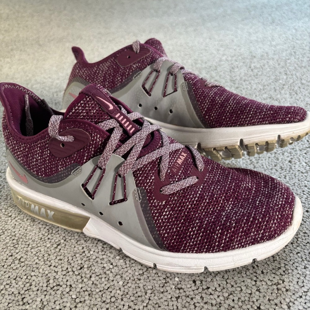 Nike Air Max Sequent 3 Women Purple Gray Running Shoes Athletic Athleisure